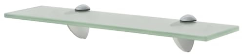 XHNIFBN Schweberegal Glas 40x10 cm 8 mm ESG matt Zink-Klemmbügel bis 10 kg Modernes Wandboard Bad Küche Wohnzimmer dekoratives Regalbrett ohne Bohren