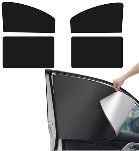 4 PCS Universal Car Sun Shades Magnetic Side Window Covers Opaque Black Blocks Sun UV Rays for Baby Kids Pet Privacy and Heat Protection