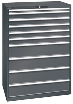 kaiserkraft | ESD-Schubladenschrank | BxTxH 1023 x 725 x 1450 mm | 10 Schubladen | Traglast 75 kg | anthrazitgrau
