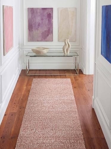 Ted Baker Kurzflor Teppich Portobello - Soft Bouclé Läufer, Handgewebt & Weich, Woll-Look, Schlingen Schlingen Teppichläufer Flauschig für Wohnzimmer, Schlafzimmer, Esszimmer – Rostrosa, 80x300 cm