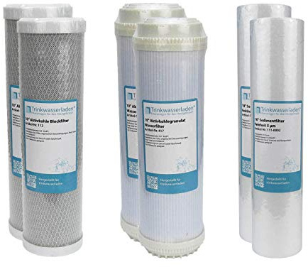 Trinkwasserladen 1 Jahr Filter Set 10 6-teilig Ersatzfilter Umkehrosmose RO Sediment Aktivkohle