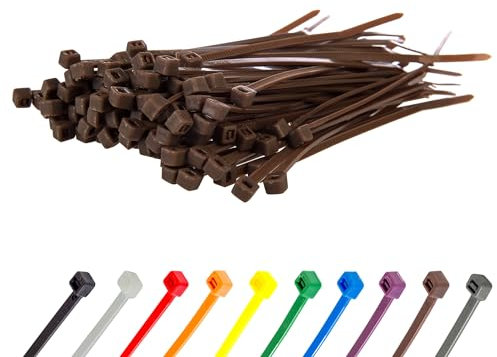 Gocableties - Collier de Serrage en Nylon - 100 mm x 2,5 mm - Marron - Attache Câble Petit Format - Serre-Câbles - Lot de 100 Pièces