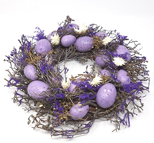Osterkranz Natur lila mit Eiern. D 33cm. 1 Stück
