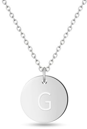 Good.Designs Collier à pendentif avec lettre gravée pour femme, argenté (G)