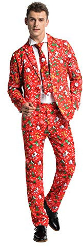 U LOOK UGLY TODAY Herren Lustige Weihnachtsanzüge für Weihnachten Party Kostüm Festliche Anzug aus Sakko, Hose und Krawatte