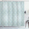 ABAKUHAUS Damast Duschvorhang, Mittelalterlich, Stoffliches Gewebe Badezimmerdekorationsset mit Haken, 175 x 240 cm, Blau Creme