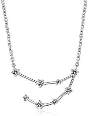 jiamiaoi Necklace for Women 12 Horoscope Necklace Leo 925 Sterling Silver Zodiac Sign 12 Constellation Necklace Astrology CZ Pendant Necklace Star Necklace Birthstone Necklace