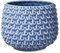 Bloomingville Blumentopf Pinecone Retro Übertopf Vintage Pflanztopf für Zimmerplanzen L (16,5 cm ø) Öffnung: 12 cm ø, blau, Keramik