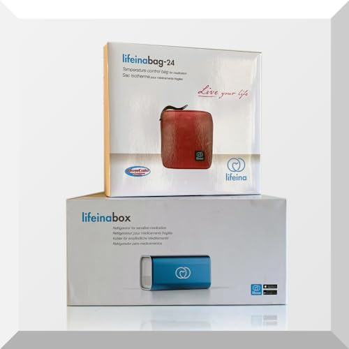 El Kit Lifeina para Viajar con Las hormonas del Crecimiento. Transporte Sus medicamentos en Aviones, Trenes y automóviles. Incluye la Nevera portátil LifeinaBox y la Bolsa isotérmica LifeinaBag24.