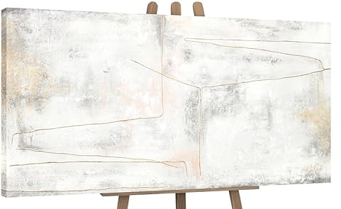 YS-Art Abstrakt Acrylbild auf Leinwand goldene Schleife Minimalismus