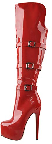 Only maker Damen Overknees Plateau Stiefel mit Stiletto Absatz Modische Winterschuhe Lack Rot 41 EU