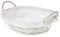 HERSIG - Bandeja Mimbre Natural | Cesta Mimbre Ovalada con Forro y Asas - 35 x 25 x 9 cm - Blanco