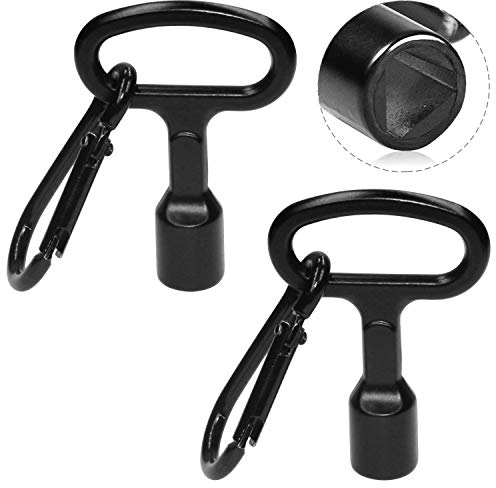 2 Pièces Clé Triangulaire Clé de la Boîte du Compteur Clé Triangle Noires avec Mousquetons pour Armoire de Compteur Électrique à Eau de Gaz
