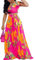 lvenzse Robe longue en mousseline de soie avec col en V - Style bohème - Imprimé floral - Tailles S à 5XL - rose - Taille 5XL