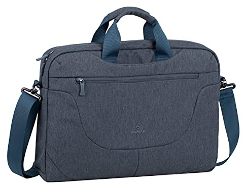 Rivacase Laptoptasche für Notebooks bis 15,6 Zoll – wasserdichte ultraleichte und kompakte Notebooktasche für Damen und Herren - Umhängetasche Aktentasche Schultertasche | dunkelgrau