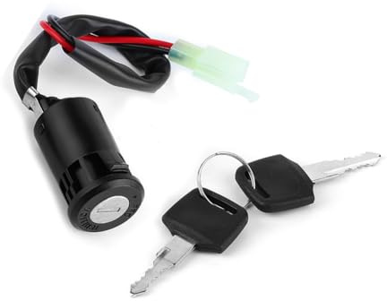 OUKENS Interruttore di accensione, interruttore di accensione elettrico universale a 2 fili Chiave Moto Accessori cilindro serratura adatto per Suzuki Scooter ATV