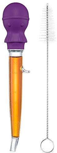 U-Taste Poire à Dinde coudée de 42,5 g, résistante à la Chaleur, en tritan et Silicone de qualité Alimentaire avec Brosse de Nettoyage pour badigeonner la Viande, la volaille, Le Poulet (Violet)