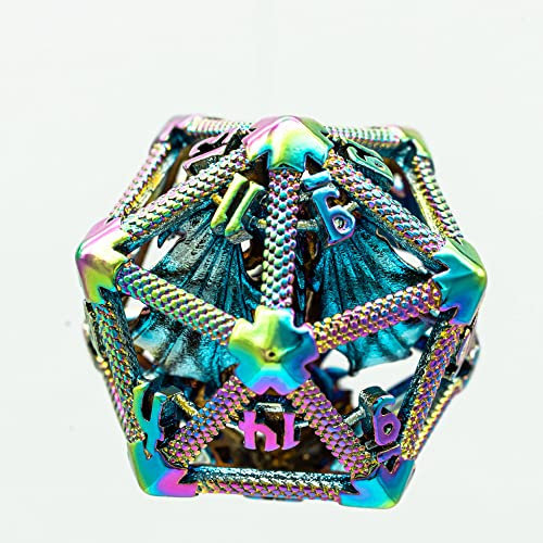 World of Dice - Fafnir W20 Prisma - 20-seitiger Würfel aus Metall, W20 mit Drache im Inneren, ideal für Dungeons and Dragons (D&D), Das Schwarze Auge (DSA), und viele mehr, D20