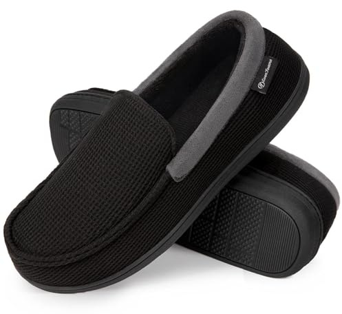 EverFoams Men's Moccasin Slippers Cosy Memory Foam Anti-Skid House Shoes | Indoor and Outdoor,Machine-washable,Gifts,Breathable,Lightweight,Comfortable