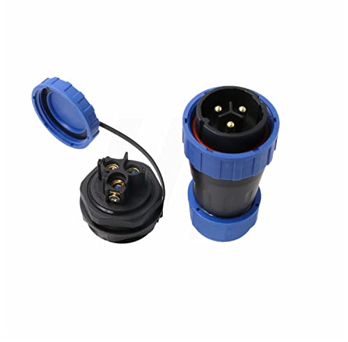 HangTon TY28 3 Pin männlich weiblich lötfrei Stecker Luftfahrt wasserdicht Schnellkupplung Panel Mount Schraub-Crimp für Strom Gerät 45Amp, Panel Mount