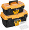 AIRAJ Cassetta Porta Attrezzi Vuota,12(30cm)+15(38cm) Portatile Cassetta Attrezzi Vuota,Con Contenitore e Vassoio Rimovibile