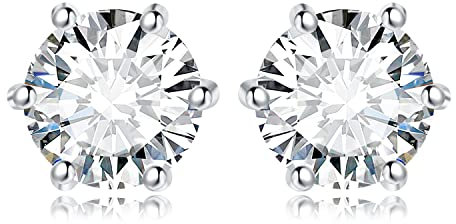JewelryPalace Rundschliff 4ct Moissanite Solitär Ohrstecker Silber 925 Damen, Simulierter Diamant Braut Schmuck Set, Ohrringe Silber Mädchen Edelstein,Ohrstecker Silber Klein mit Stein Geschenk Frauen