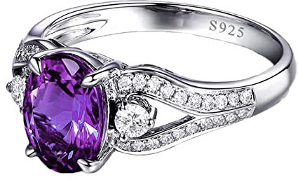 Banemi Ring Schmuck Egirl Silberring Damen Violett Hohl Zirkonia Party Geburtstag Schmuck Größe 57 (18.1)
