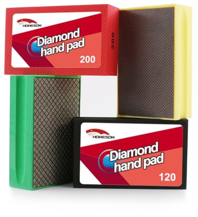 HOMESOM Lot de 4 tampons de polissage à la main en diamant galvanisé, grain de verre, pierre marbre, céramique