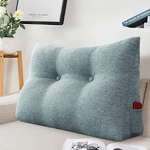 Johnear Rückenkissen Keilkissen Bett Lesekissen,Rückenlehne Kissen für Sofa Lendenkissen Bettkopfteil, Großes Dreieckige Bettkeil Bücherkissen Stützkissen (Grau,60cm)
