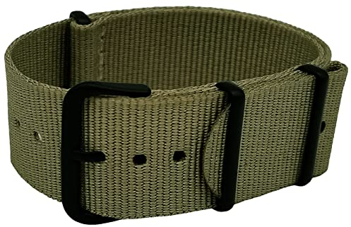 masar NATO Watch Straps – Uhrenarmband aus Nylon, Schnalle schwarz/oliv, 24 mm