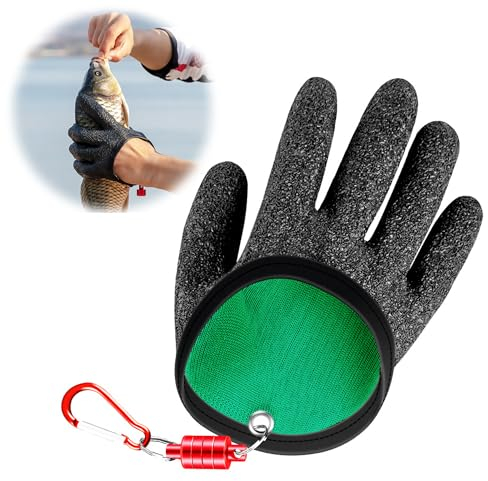 CZlinOduMMX Angelhandschuhe, wasserdichte Angelhandschuhe Jagdhandschuhe mit Anti Schnitt und Magnetverschluss Latex Fisch Fang Handschuhe für Den Sicheren Umgang mit Hecht Wels Zander Rechte Hand