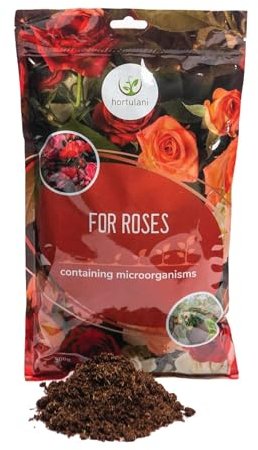 Fertilizante Microbiológico Hortulani para Rosales - con Potentes Microorganismos para Jardines en Flor - ¡Transforma tu Suelo, Cultiva el Éxito! (500 g por 5-10 rosas)