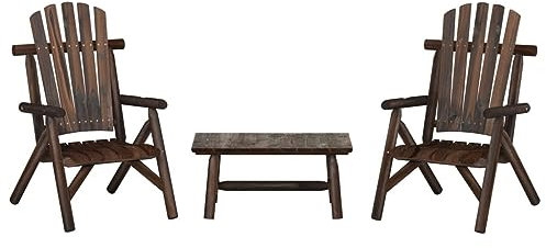 vidaXL Garten Lounge Set 3-TLG., Gartenmöbel Set Sitzgruppe für Garten Terrasse, Loungemöbel Stuhl Tisch Adirondack-Stil, Massivholz Fichte