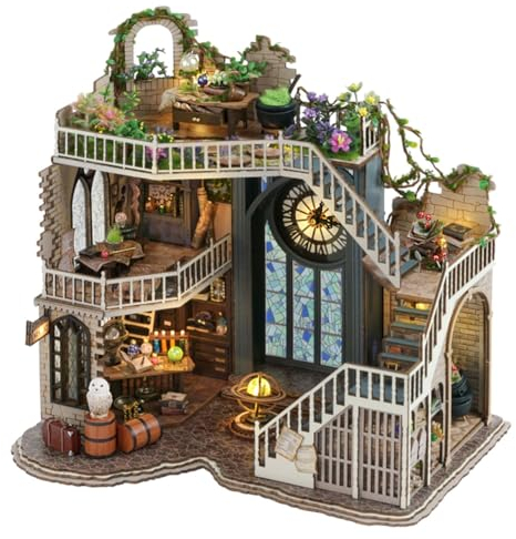 TOPBSFARNY Mini maison magique à monter soi-même, maison de poupée en bois 3D avec housse anti-poussière et LED, idée de chambre créative pour cadeau de Saint-Valentin ou d'anniversaire