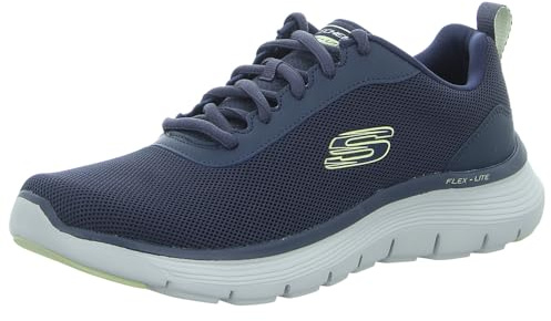 Skechers Herren Concourse Flex Advantage 5.0, Navy Mesh/Duraleather/Orange Trim, 45 EU