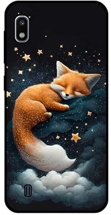 KARTXITAI Hülle Kompatibel mit Samsung Galaxy A10, Stoßfeste Schutzhülle mit Weiche Silikon Bumper Case Handyhülle Anti-Kratzt Leichtes Matt Finish Rückseite - Fuchs,Sterne,Wolken