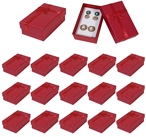 Nideen 15 Stück Schmuck Geschenkbox 8× 5× 3cm Schmuckschachtel Schmuck Verpackung Geschenkbox mit Schleife für Ringe, Halsketten, Ohrringe & Armbänder(Rot)