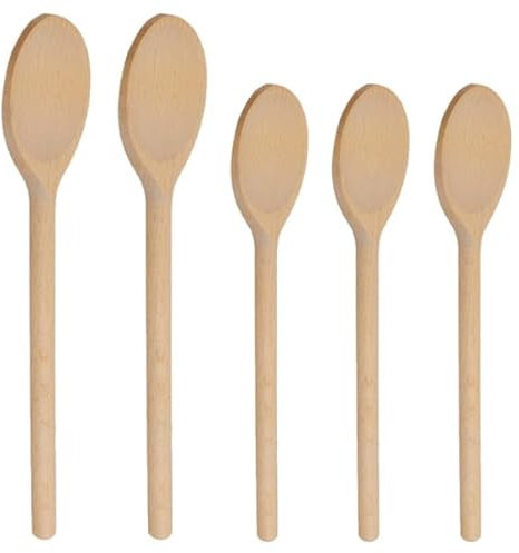 Premium 5-Piece Wooden Spoon Set. Kitchen Essentials - Oval Wood Mixing Spoons for Baking, Cooking, Stirring - Sauce Spoons Made of Natural Wood - Kitchen Tool.