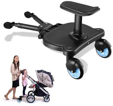 CozyGoo Planche Poussette Universelle, Marche Pied Poussette avec Siège, Planches à roulettes pour Bébé, pour Enfants de 2 à 6 Ans (25KG)