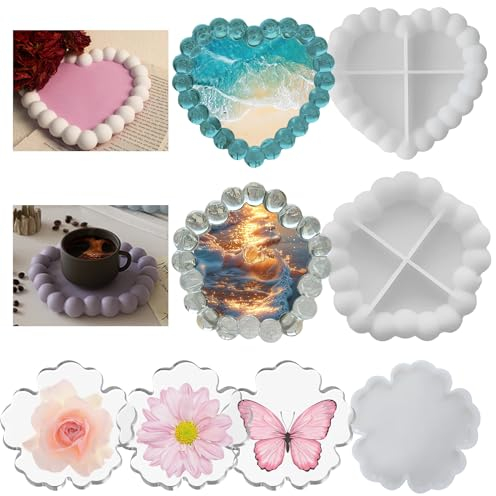 3 Pcs Stampi Per Resina Epossidica,DIY Stampi In Silicone Per Gesso Per Sottobicchieri,Stampi In Silicone Per Resina,Stampi Per Gesso Progetti Di Bricolage,Decorazioni Per La Casa.