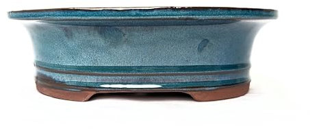 Glazed Ceramic Bonsai Pots without trays (Blue, 26cm)