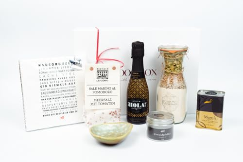 ooobox Feinkost Richtfest Geschenkkorb I Brot und Salz Geschenk zum Einzug in Haus & Wohnung I Einweihungsgeschenk mit Brot-Backmischung im Glas, Salz & Öl I Geschenkset zum Umzug, Hauseinweihung