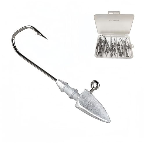 RuiJiaXiang jig heads fishing hooks kit soft bait hooks 3.5g 5g 7g 10g 14g Include Plastic Fishing tackle box Fishing for Freshwater Saltwater (3.5g -14g 30pcs)