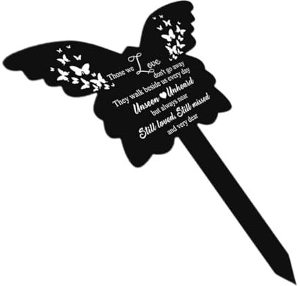 CIYODO Décoration Extérieure pour Cimetière avec Plaque Commémorative Acrylique Représentant Un Lépidoptère Piquet