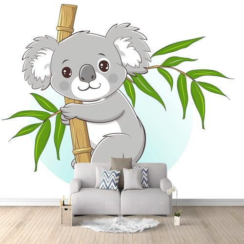Papier Peint Panoramique Koala Animal De Dessin Animé 250x175 cm Mural Papier Peint intissé Geant Poster Décoration pour Salon Chambre Chambre D'enfants Restaurant Murale