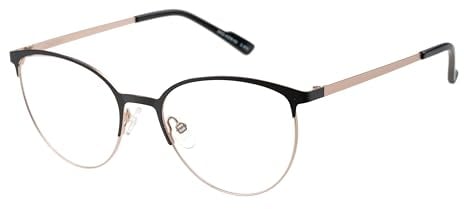 DAKOTA Brille mit Sehstärke für Damen optional mit Sonnenbrillentönung oder Blaulichtfilter, Rund, gefertigt aus Metall (inklusive Brillenetui)