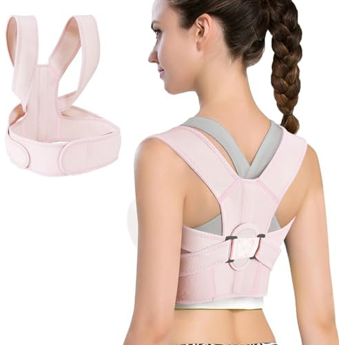 CCYOJinChen, Haltungskorrektur für Frauen und Männer, voll verstellbare Rückenstütze, bequem und atmungsaktiv, bietet Linderung von Schmerzen im Nacken, Schultern (Rosa, S)