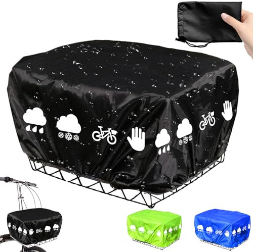 AUNGCSHE Regenschutz Fahrradkorb, Fahrradkorb Regenschutz mit Gummizug, Korbabdeckung Wasserdicht mit Reflexstreifen, Regenabdeckung für Korb hinten, für alle Körbe bis Größe 45x45cm (Schwarz)