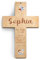 Taufkreuz personalisiert aus Holz Taufgeschenk Mädchen Junge 13x20cm - schlafender Engel - Birkenholz Look