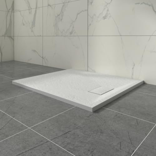 Aquariss SMC Anti Slip 1800 x 700 mm Rectangular Wetroom Shower Tray White | Slate Effect Shower Enclosure Tray, for Bathroom Shower Door Enclosure, Walk In Shower Base, Slimline